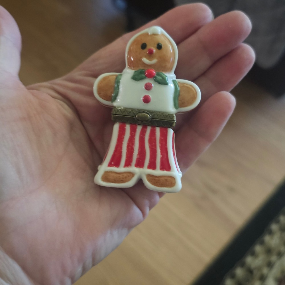 Gingerbread‎ Man Ceramic PHB CollectionTrinket Box Vintage 90s